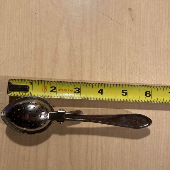 Antique Nickel Tea Strainer Spoon Infuser 1955 - Picture 4 of 4